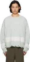 Feng Chen Wang Green Yu Zu Xie Ripped Jacquard Sweater In Pale Green