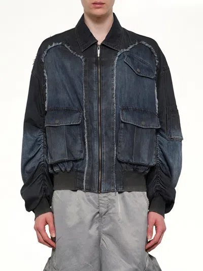 Feng Chen Wang Indigo Gradient Denim Jacket In Blue