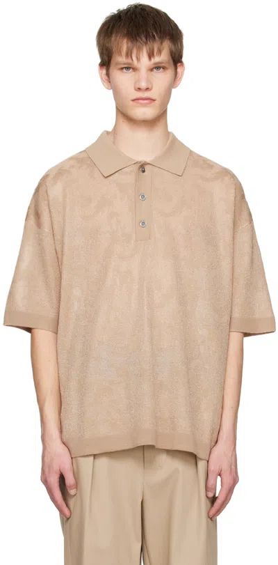 Feng Chen Wang Phoenix Jacquard Knitted Polo Shirt In Brown