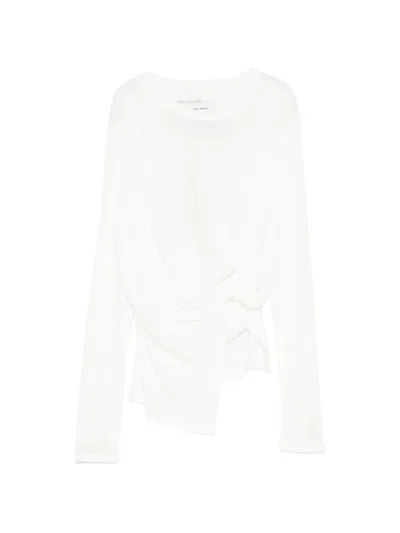 Feng Chen Wang Knot-detail Long-sleeve T-shirt In White
