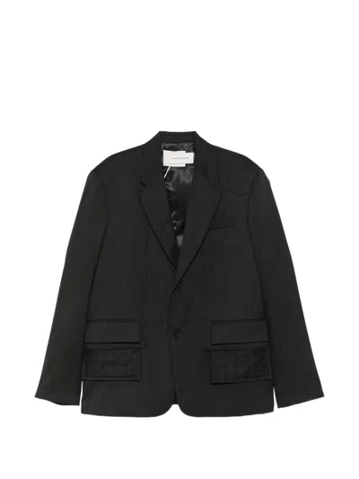 Feng Chen Wang Layered Flap-pocket Blazer In Gray