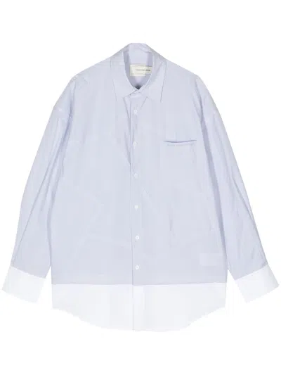 Feng Chen Wang Logo-embroidered Patchwork Shirt In Blue