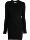 Feng Chen Wang Long-sleeve Wool Minidress In Black