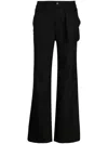 Feng Chen Wang Mid-rise Button-fastening Flared Trousers In Black