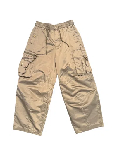 Feng Chen Wang Multipocket Leather Trim Trousers In Gold