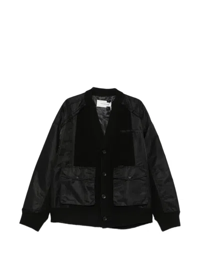 Feng Chen Wang Panelled Button-up Jacket In Black