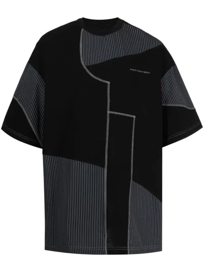 Feng Chen Wang Panelled Cotton T-shirt In Black