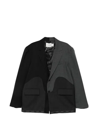 Feng Chen Wang Panelled Double-breasted Blazer In Black
