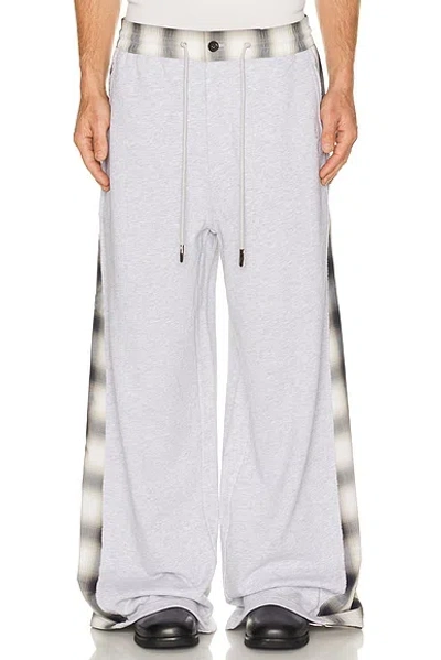 Feng Chen Wang Patched Panel Jersey Trousers In Gray