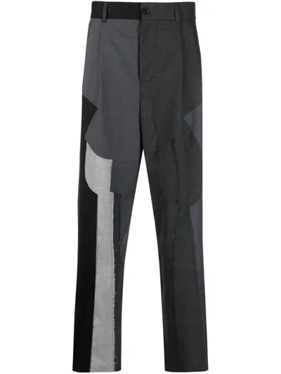 Feng Chen Wang Patchwork-design Straight-leg Trousers In Grey