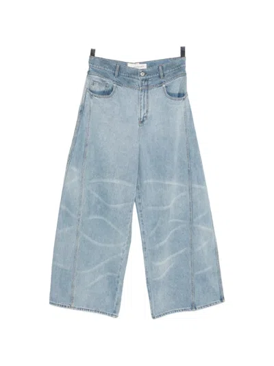 Feng Chen Wang Pattern Wide-leg Jeans In Blue