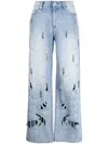 Feng Chen Wang Phoenix Cut-out Jeans In Blau