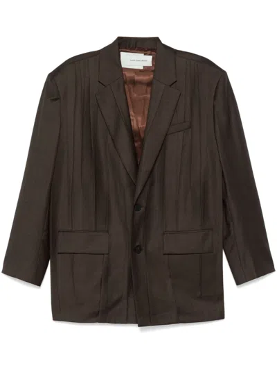 Feng Chen Wang Pintuck-detail Blazer In Coffee