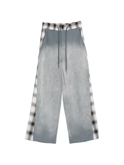 Feng Chen Wang Plaid Drawstring Track Pants In Blue