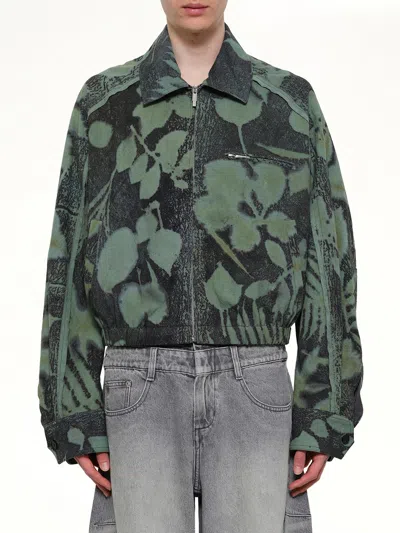 Feng Chen Wang Plants Dye Cropped Jacket In Green