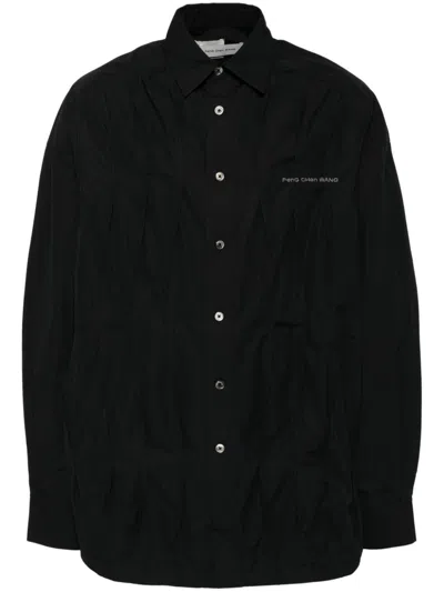 Feng Chen Wang Pleated Shirt In Black