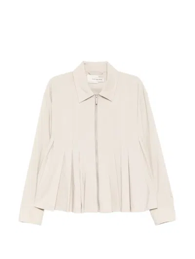 Feng Chen Wang Pleated Zipped Jacket In White