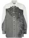 Feng Chen Wang Printed Denim Jacket In Black