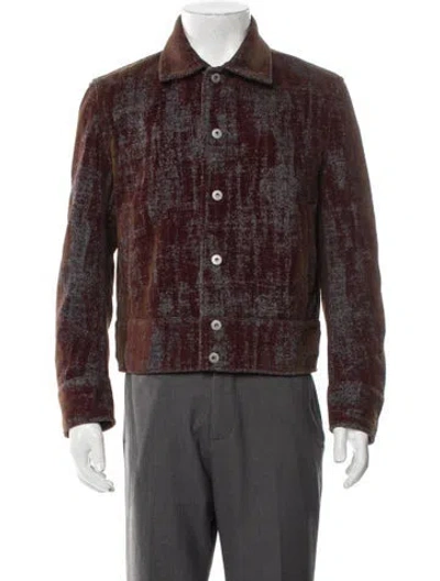 Pre-owned Feng Chen Wang Printed Trucker Jacket In Brown