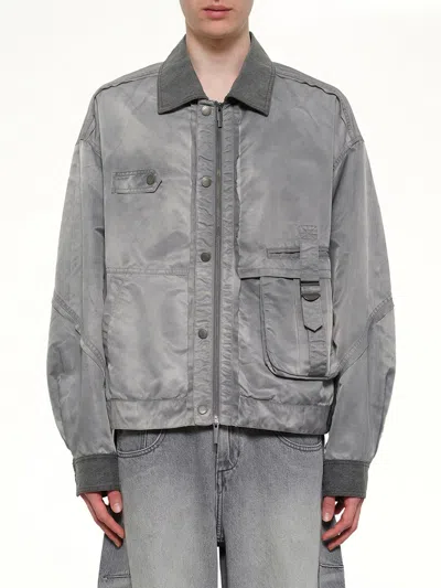 Feng Chen Wang Sandwashed Nylon Jacket In Gray