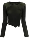 Feng Chen Wang Side-slit Asymmetric Knitted Top In Black