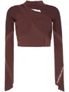 Feng Chen Wang Slash-neck Knitted Top In Brown