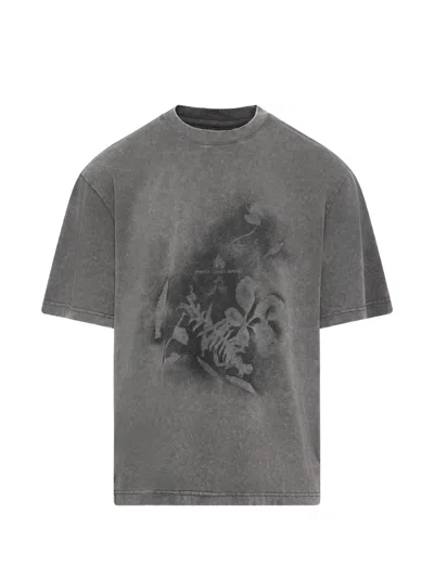 Feng Chen Wang Spray-painted Plant-motif T-shirt In Gray
