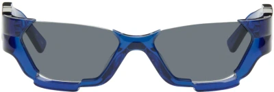 Feng Chen Wang Ssense Exclusive Blue Deconstructed Sunglasses In Blue Crystal