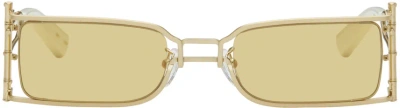 Feng Chen Wang Ssense Exclusive Gold Bamboo Sunglasses In Brushed Gold