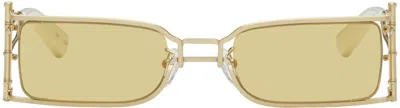 Feng Chen Wang Ssense Exclusive Gold Bamboo Sunglasses In Brushed Gold