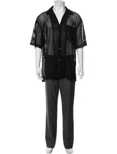 Pre-owned Feng Chen Wang Striped Short Sleeve Shirt In Black