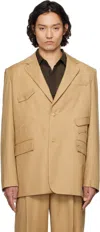 Feng Chen Wang Tan Multi Slash Blazer In Light Brown