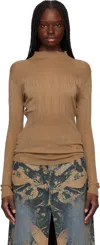 Feng Chen Wang Taupe Transparent Sweater In Flesh-coloured