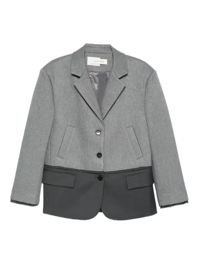 Feng Chen Wang Kids' Two-tone Button Blazer In Gray