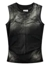 Feng Chen Wang Washed Denim-print Vest