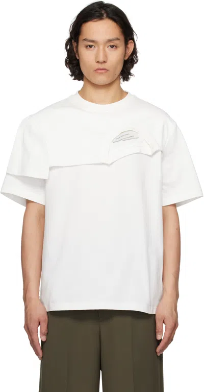Feng Chen Wang Double-collar Detail T-shirt In White