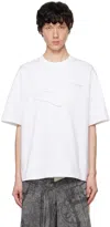 FENG CHEN WANG WHITE PANELED COLLAR T-SHIRT