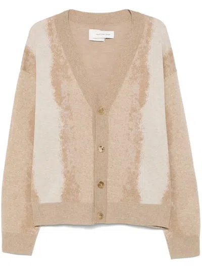 Feng Chen Wang Wool Cardigan In Flaxen/khaki