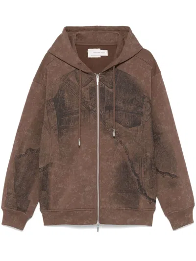 Feng Chen Wang Zip-up Hoodie In Brown