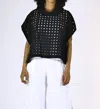 Fenini Cowlneck Top With Oulet Holes In Dusk In Black