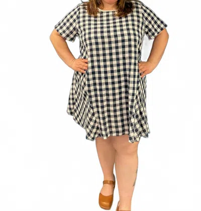Fenini Gingham Swing Dress - Plus In Navy/white In Multi