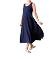 Fenini Tie Midi Dress In Ink In Blue