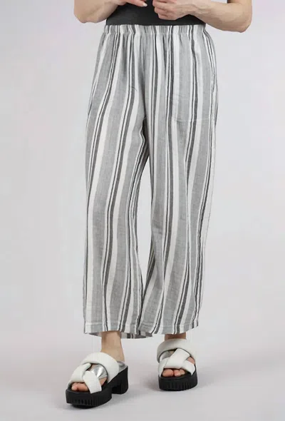Fenini Women's Double Gauze Stripe Crop Pant - Plus In White In Gray