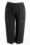 Fenini Women's Linen Patch Pocket Crop Pant In Black In Black