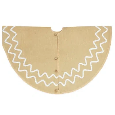 Fennco Styles Beaded Burlap Holiday Tree Skirt – 53" Round In Brown