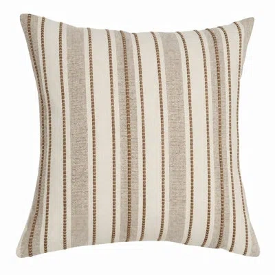 Fennco Styles Beige And Cream Vertical Striped Decorative Throw Pillow Cover 18" X 18", 1-pack In Brown