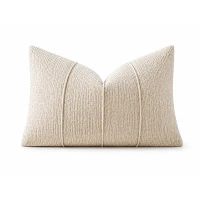 Fennco Styles Beige Chenille Throw Pillow With Insert 12" X 20", Textured Corded Ribbed Decorative Filled Accent P In Brown