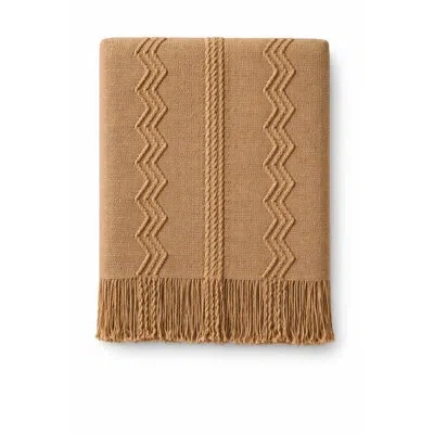 Fennco Styles Beige Knitted Cozy Boho Throw Blanket With Fringe – Soft Woven Textured Decorative Blanket, 50" X 60 In Brown