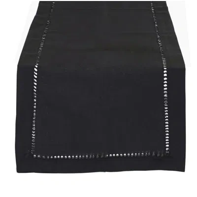 Fennco Styles Black Classic Hemstitch 14x36 Inch Table Runner