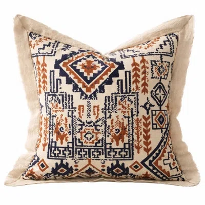 Fennco Styles Boho Reversible Medallion Print Throw Pillow Cover 18" X 18" In Ivory